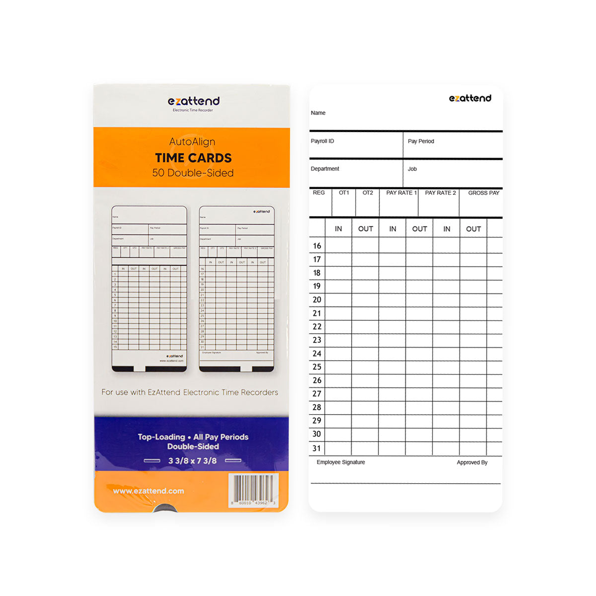 Universal weekly time cards for employees time clocks