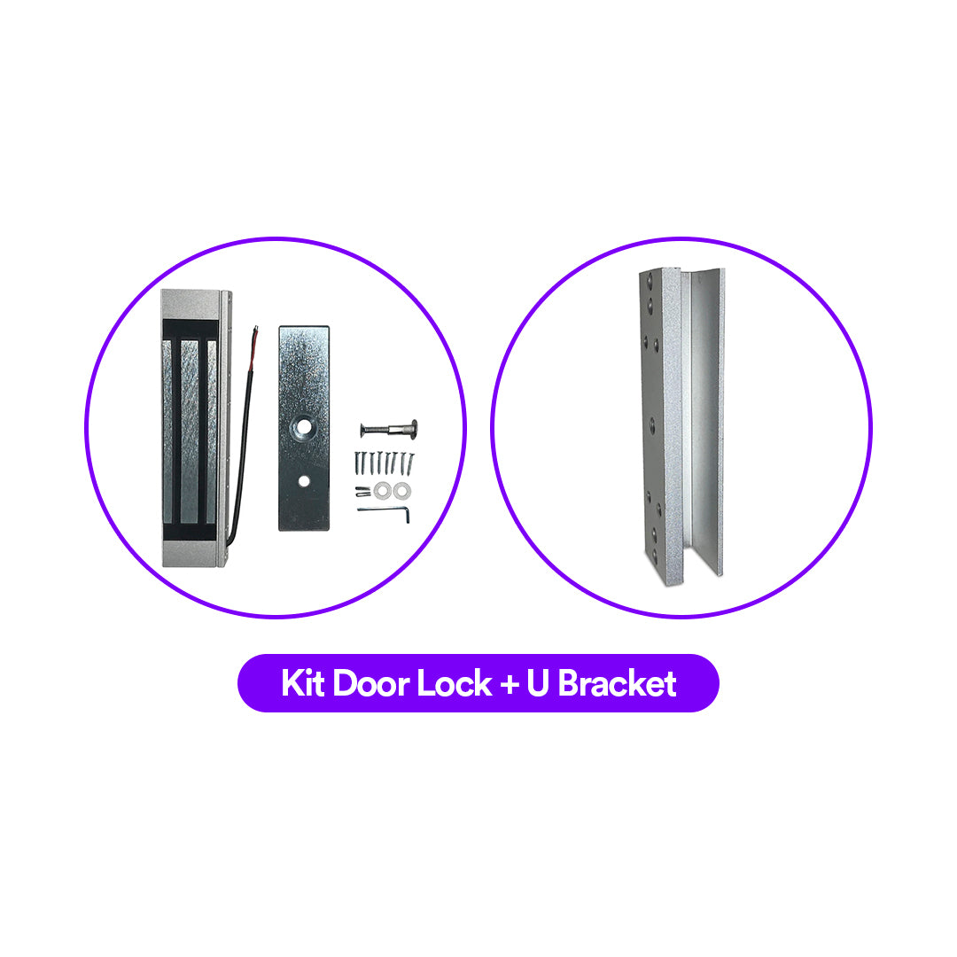 Electromagnetic door lock + U bracket (glass doors) for access control