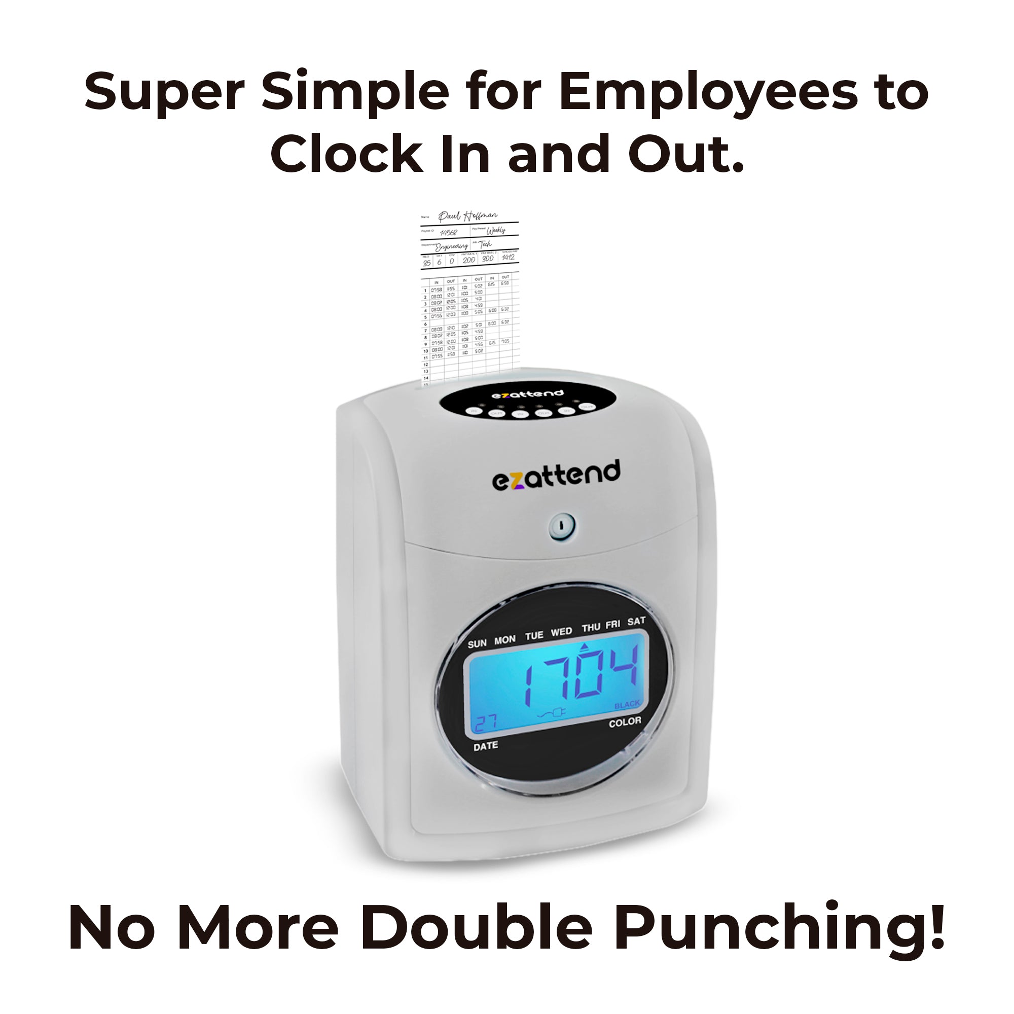 [bundle] ezattend Punch time clock machine - time tracker for employees + 50 time cards + card rack